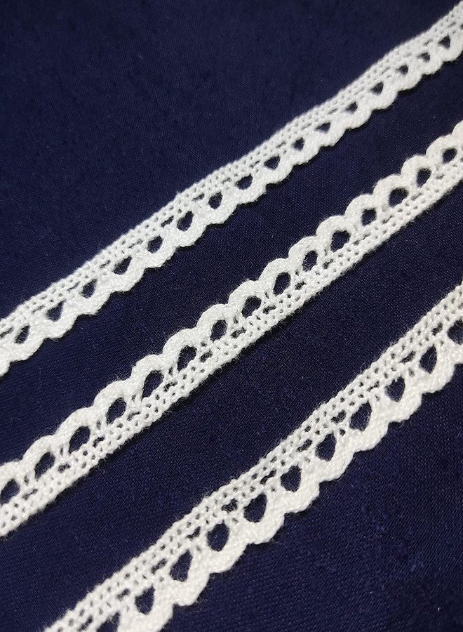 Mezin Cotton Small Crossiya Snake Gpo Lace Border for Dress, Kurtis, Dupatta, Bag, Craft and Decorations (9 Mtr), White - Image 3